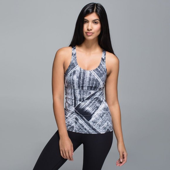 lululemon athletica Tops - Lululemon Cross Back Tank in Heat Wave Black White